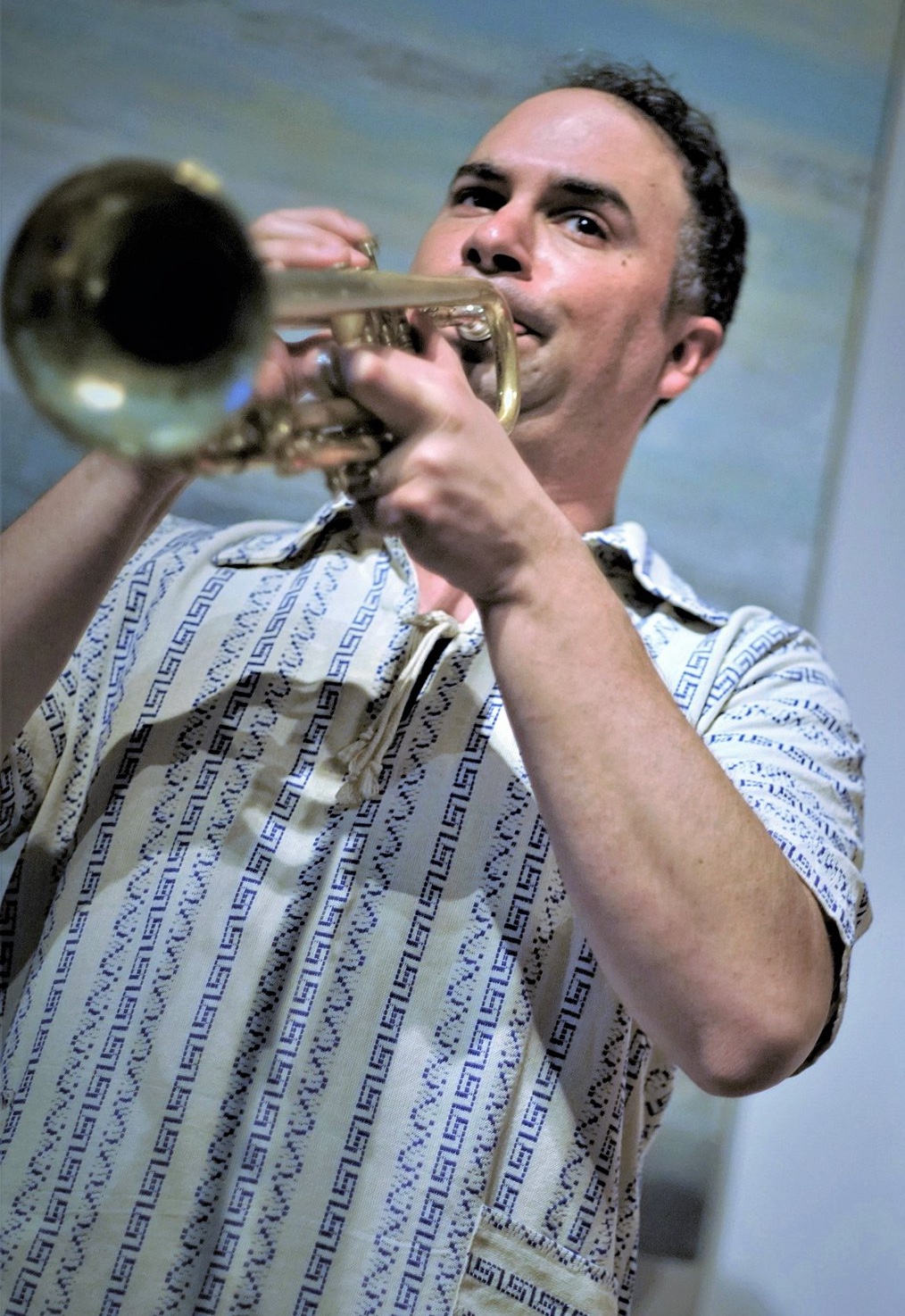 Peter Bonos playing trumpet